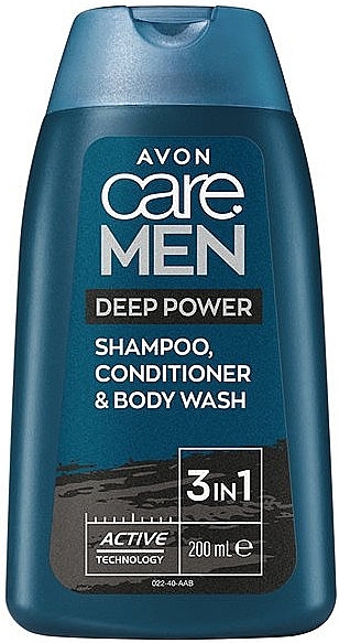 3-in-1 Body & Hair Washing Gel - Avon Care Men Deep Power Shampoo Conditioner & Body Wash — photo N1