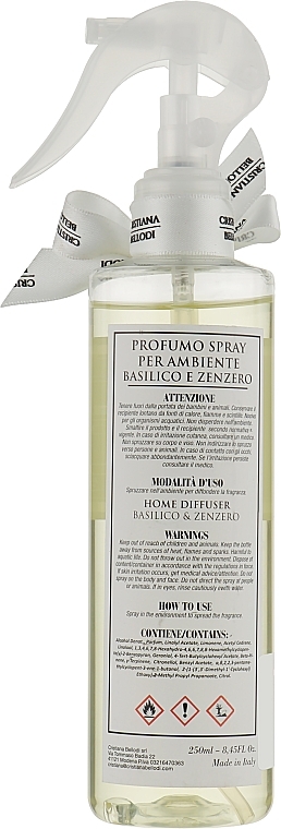 Home Aroma Spray with Essential Oils & Alcohol 'Basil & Ginger' - Cristiana Bellodi — photo N3