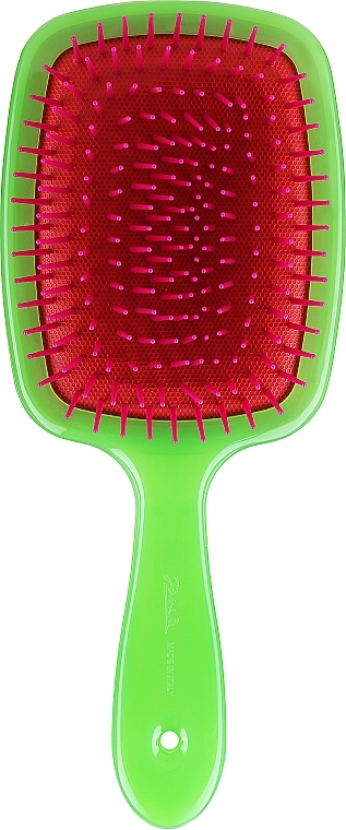 Hair Brush, 23x9.5 cm, green - Janeke Rectangular Air-Cushioned Brush Magnum With Pins — photo N1