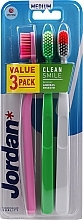 Fragrances, Perfumes, Cosmetics Medium Toothbrush, white, pink, green - Jordan Clean Smile Medium