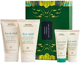 Fragrances, Perfumes, Cosmetics Set - Aveda Hand & Foot Relief Home & Travel Essentials (h/cr/125ml + h/cr/40ml + f/cr/125ml + f/cr/40ml)