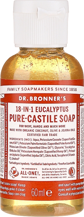 Liquid Soap "Eucalyptus" - Dr. Bronner’s 18-in-1 Pure Castile Soap Eucalyptus — photo N1