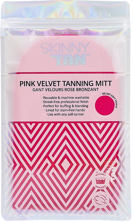 Velvet Self-Tanning Glove - Skinny Tan Pink Velvet Tanning Mitt — photo N2