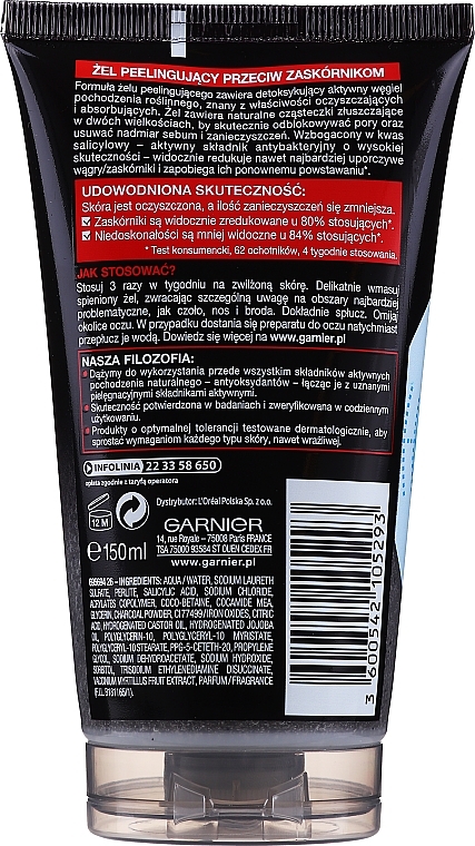 Exfoliating Scrub with Activated Charcoal - Garnier Ultra Skin Naturals Chistaya Kozha Aktiv — photo N2