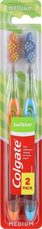 Twister Toothbrush, medium, orange+blue - Colgate Twister Medium — photo N1