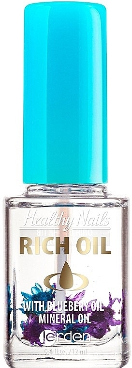 Cuticle & Nail Oil with Dry Flowers "Blueberry" #170 - Jerden Healthy Nails Rich Oil — photo N2