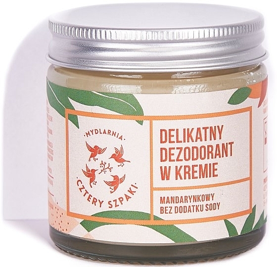 Gentle Soda-Free Deodorant Cream with Tangerine Scent - Cztery Szpaki — photo N1