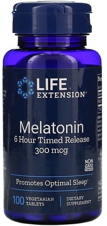 Melatonin Dietary Supplement, 300 mcg - Life Extension Melatonin 6 Hour Timed Release 300 mcg — photo N1