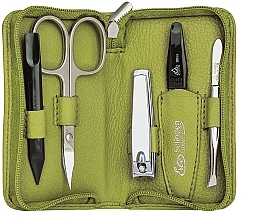 Manicure Set 'Siena' with a zipper, green, 5 pcs - Erbe Solingen Manicure Zipper Case — photo N3