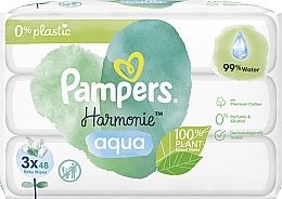 Fragrances, Perfumes, Cosmetics Baby Wet Wipes, 3x48 pcs - Pampers Harmonie Aqua Baby Wipes