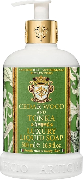 Natural Liquid Soap "Cedar & Tonka Beans" - Saponificio Artigianale Fiorentino Cedar Wood And Tonka Luxury Liquid Soap — photo N1