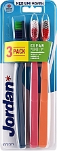 Medium Toothbrush, 3 pcs (dark-blue, pink, orange) - Jordan Clean Smile Medium — photo N1