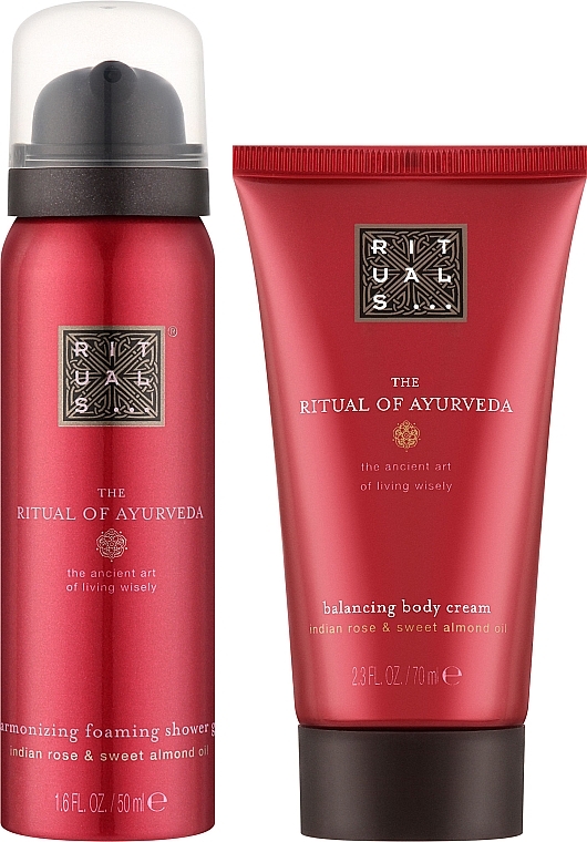 Almond & Indian Rose Flavored Set - Rituals Mini Travel Set Ayurveda (b/cr/70ml + sh/gel/50ml) — photo N2