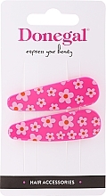 Fragrances, Perfumes, Cosmetics Hair Clip, 2 pcs, pink with flowers - Donegal FA-5624