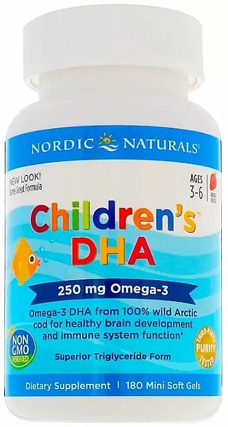 Kids Food Supplement, strawberry 250 mg, Omega-3" - Nordic Naturals Children's DHA — photo N2