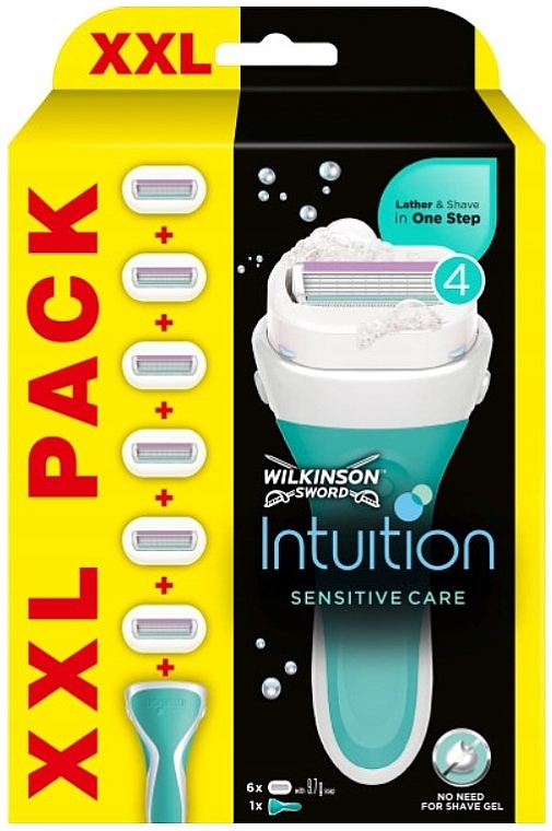 Razor with 6 Cartridges - Wilkinson Sword Intuition Sensitive Care XXL Pack — photo N1
