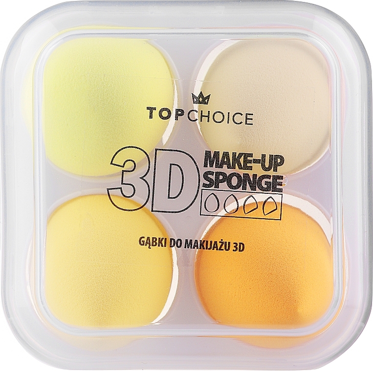Beauty Blender, 4 pcs, beige + yellow + orange + light yellow - Top Choice 3D Make-up Sponge — photo N2