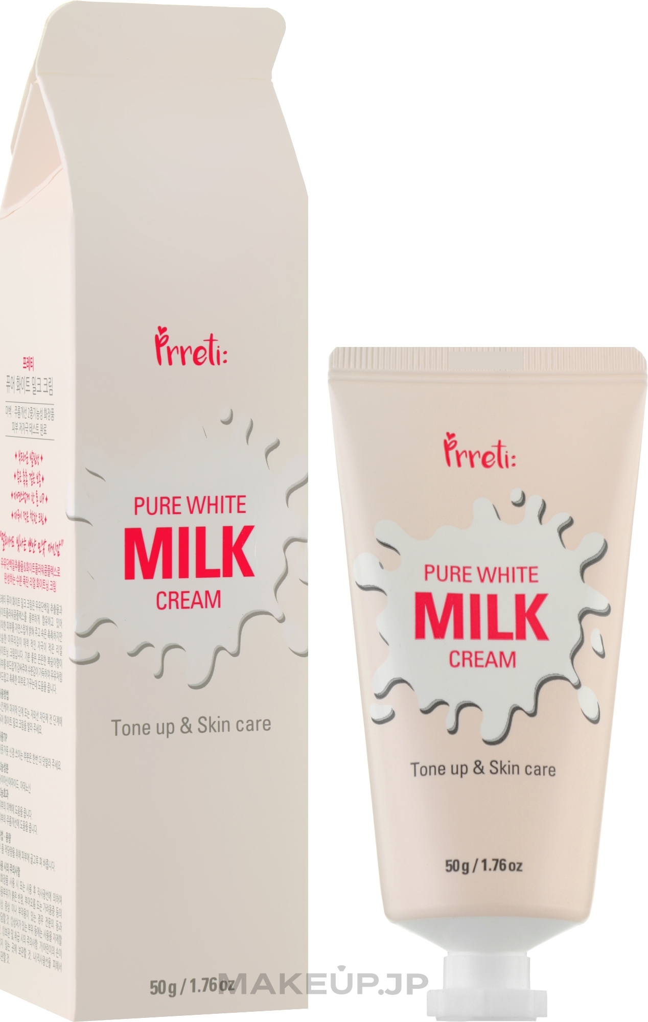 Milk Protein Moisturizing & Brightening Face Cream - Prreti Pure White Milk Cream — photo 50 g