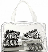 Blowout Hair Brush Set, 5 pcs - Olivia Garden Expert Blowout Speed Wavy Bristle White&Grey — photo N1