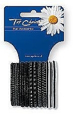 Hair Ties 12 pcs, black-silver, 22357 - Top Choice — photo N3