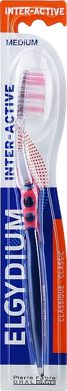 Inter-Active Toothbrush, medium, pink - Elgydium Inter-Active Medium Toothbrush — photo N1