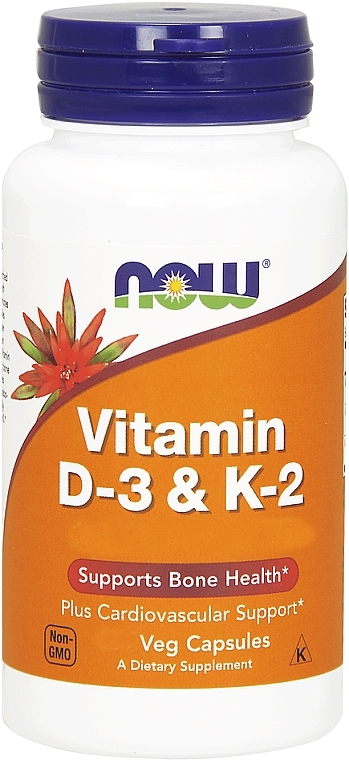 Capsules "Vitamins D3 & K-2" - Now Foods Vitamin D3 & K2 1000 IU/45mcg — photo N4