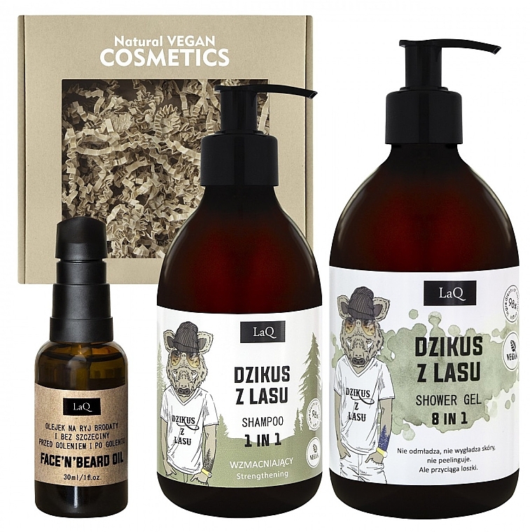 Set - LaQ Wild Boar Set (beard/oil/30ml + shm/300ml + sh/gel/500ml) — photo N1