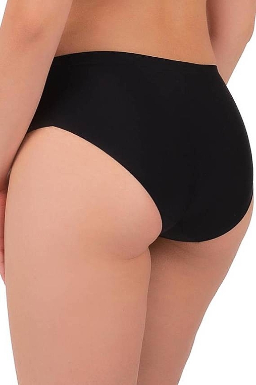Seamless Panties with High Waist & Laser Cut 'Figi Maxi Bikini', black - Moraj — photo N3