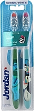 Toothbrushes, medium, green + turquoise with patterns - Jordan Individual Clean Medium — photo N1