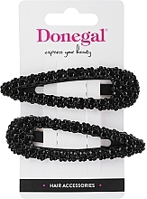 Fragrances, Perfumes, Cosmetics Hair Clips, FA-5655+1, black and black crystals - Donegal