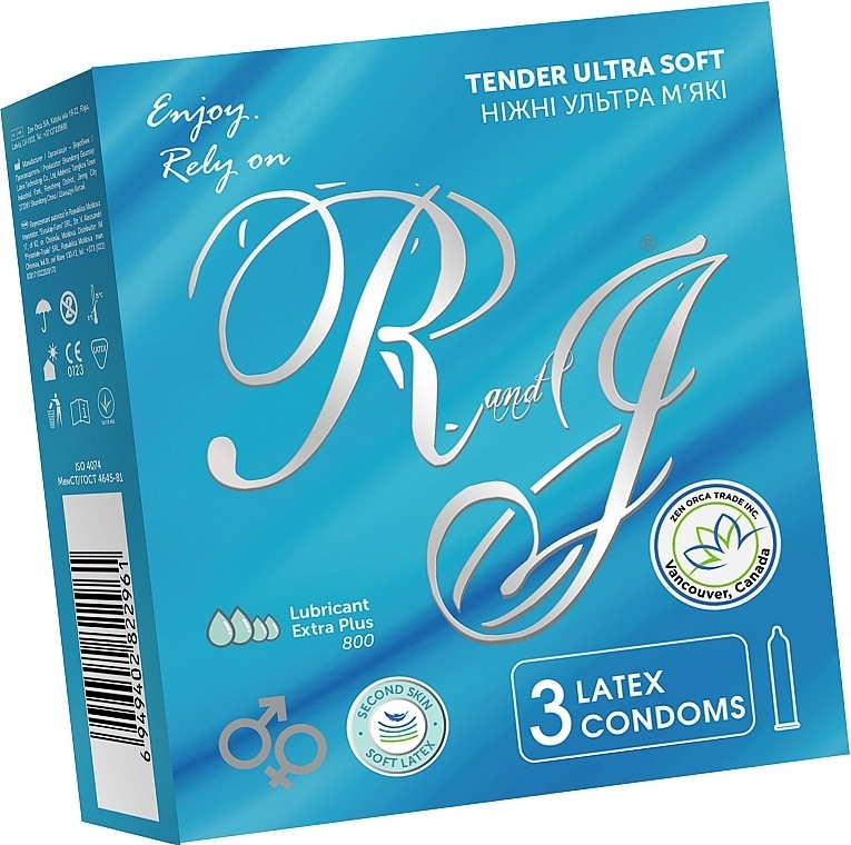 Gentle Ultra Soft Condoms, 3 pcs - R&J Tender Ultra Soft — photo N1