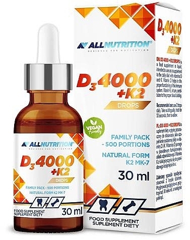 Vitamin D3+K2 Drops - AllNutrition Vitamin D3 4000 + K2 Drops — photo N1
