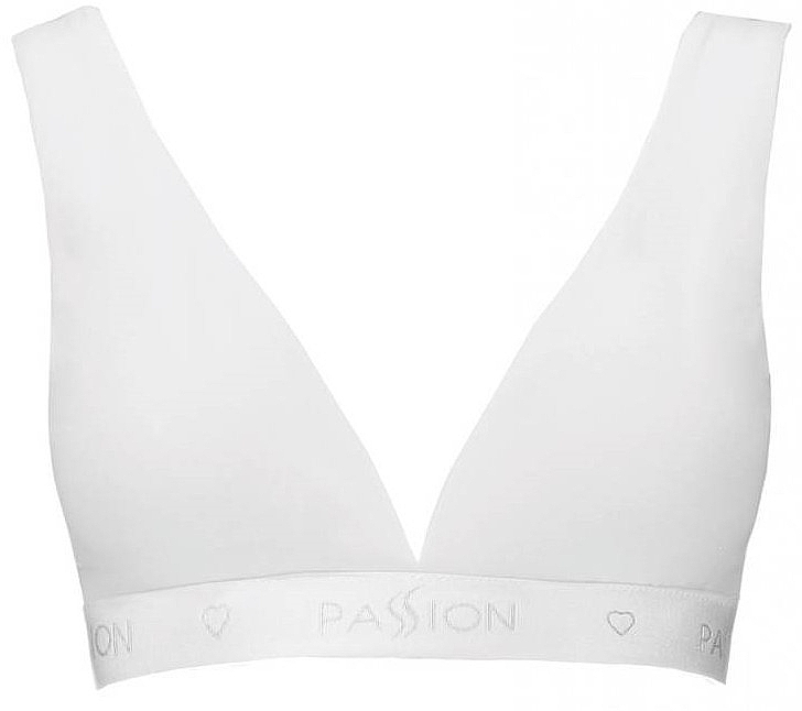 Cotton Sport Top with Deep Neckline PS015, white - Passion — photo N1