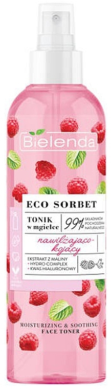 Raspberry Face Toner Spray - Bielenda Eco Sorbet Moisturizing & Soothing Face Toner — photo N5