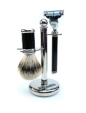 Shaving Set - Golddachs Rasierset Carbon-Optik (sh/brush + razor + stand) — photo N1