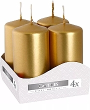Fragrances, Perfumes, Cosmetics Votive Candle Set 40x80 mm, gold metallic, 4 pcs. - Bispol