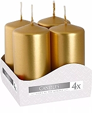 Votive Candle Set 40x80 mm, gold metallic, 4 pcs. - Bispol — photo N1