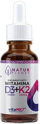 Vitamin D3 + K2 - NaturPlanet Vitamin D3+ K2 — photo N1