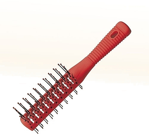 Double-Sided Hair Brush "Rubberize", red - Comair — photo N1