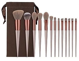 Makeup Brush Set, 13 pcs, beige - Ecarla — photo N1