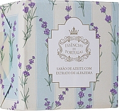 Fragrances, Perfumes, Cosmetics Olive Oil & Lavender Extract Soap, striped box with flowers - Essencias De Portugal Olive Oil Lavender Hand Soap