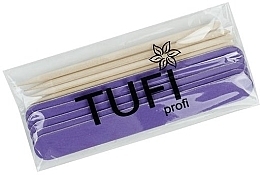 Disposable Set, purple nail file 180/240 and 5 orange sticks - Tufi Profi Premium — photo N2