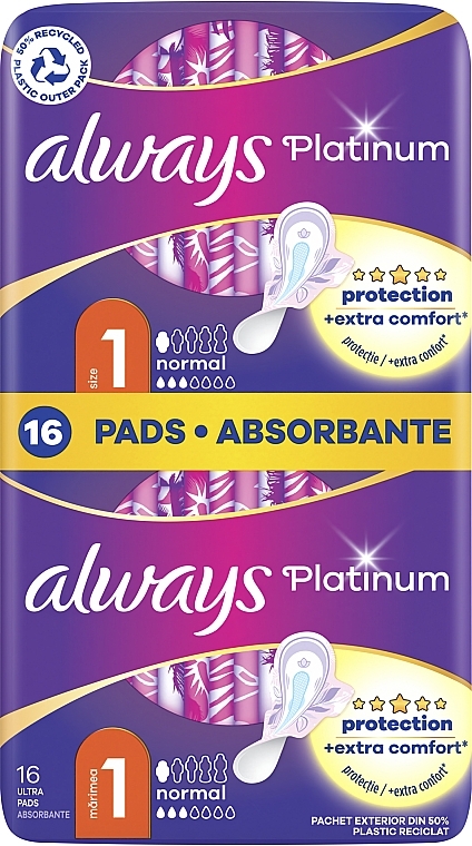 Sanitary Pads, 16pcs - Always Platinum Normal Duo — photo N1