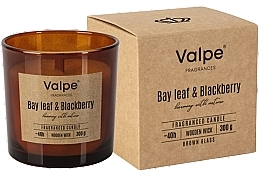 Laurel Leaf & Blackberry Scented Candle with Wooden Wick, round glass - Bispol Valpe Fragrances Candle Bay Leaf And Blackberry — photo N1