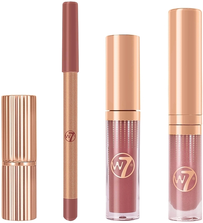 Set - W7 Pout Perfection Lip Essentials Set (lipstick/3.5g + l/liner/0.8g + lip/gloss/3ml + lip/gloss/4ml) — photo N3