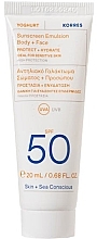 Fragrances, Perfumes, Cosmetics Face & Body Sunscreen Emulsion SPF50 - Korres Yoghurt Sunscreen Emulsion Body & Face (mini size)