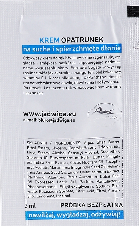 Hand Cream for Dry & Cracked Skin - Jadwiga (sample) — photo N6