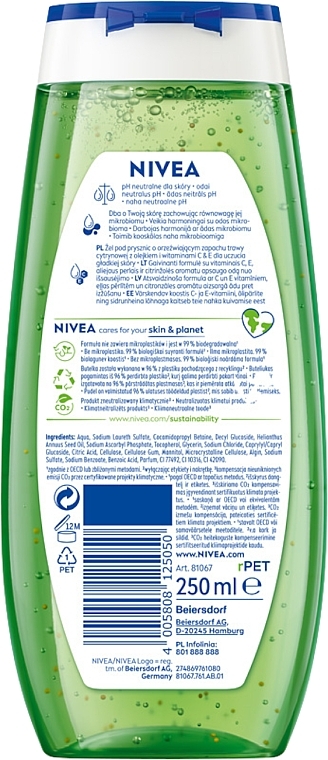 Shower Care Gel "Lemongrass & Oil" - NIVEA Bath Care Lemongrass And Oil — photo N2