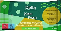 Aloe Vera Wet Wipes, 15 pcs - Delia Keep Fresh Refreshing Wet Wipes With Aloe Vera — photo N1