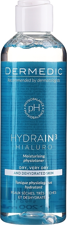 Moisturizing Facial Physiotoner - Dermedic Hydrain 3 Hialuro Physiotoner — photo N1